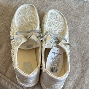 Hey Dude Women's Pearl White Sneakers